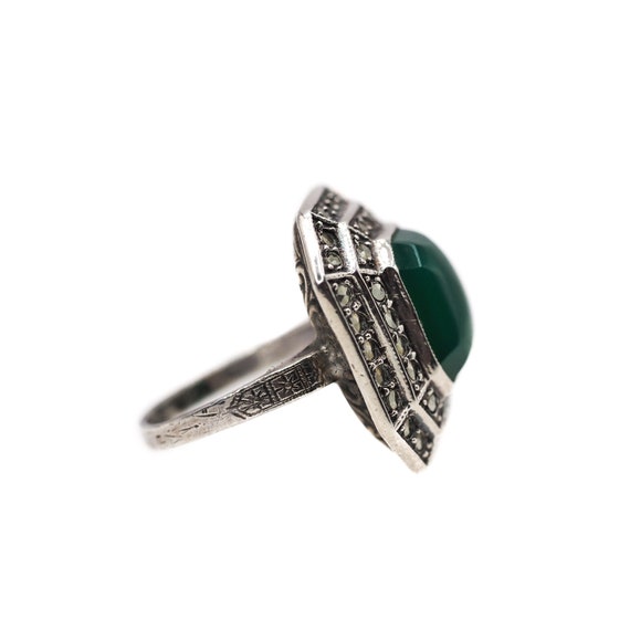 Vintage 1930s Art Deco Chrysoprase, Marcasite, an… - image 6