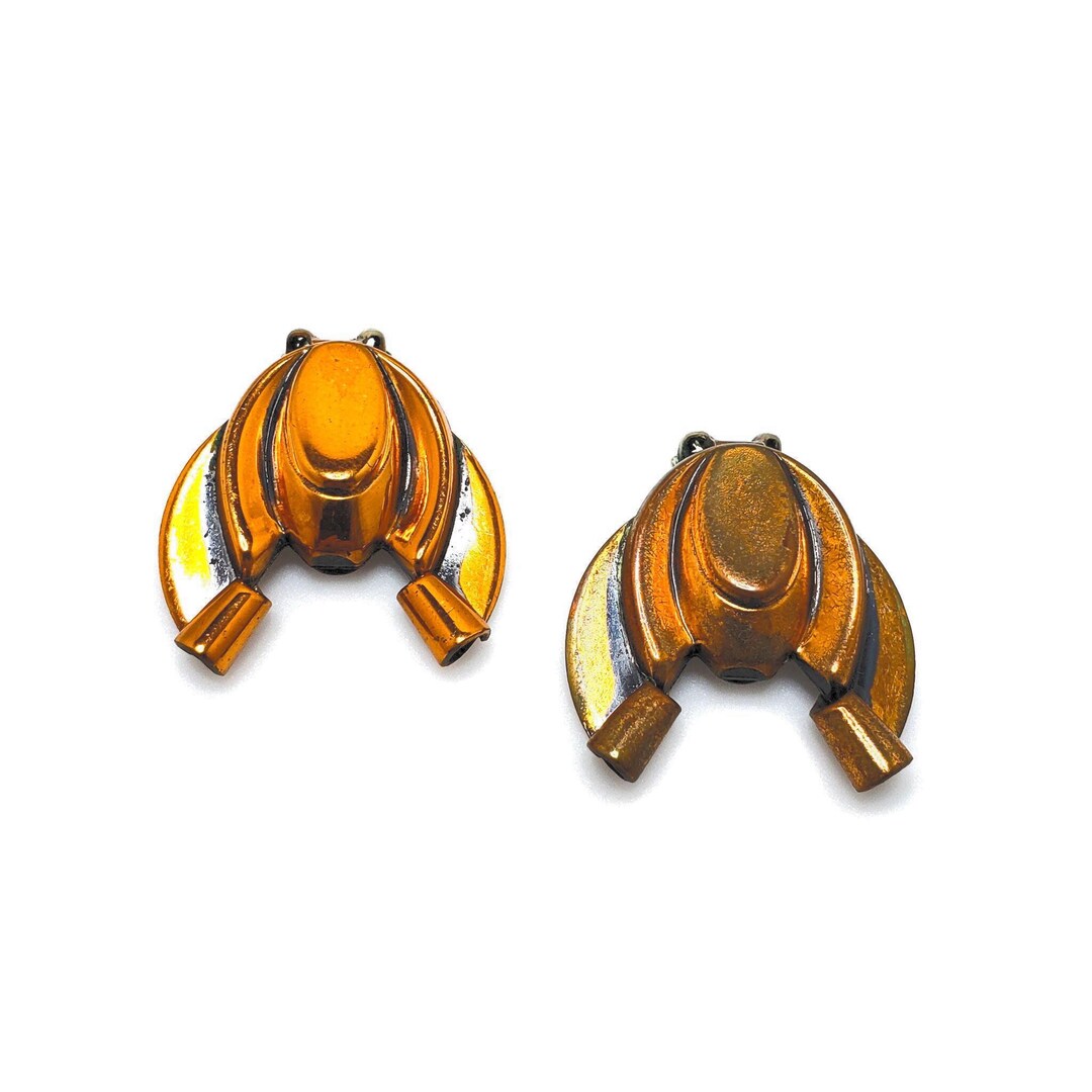 Boucles D'oreilles Clips Vintage Cuivre Rouge Signées RENOIR N°3972 - Occasion Authentique