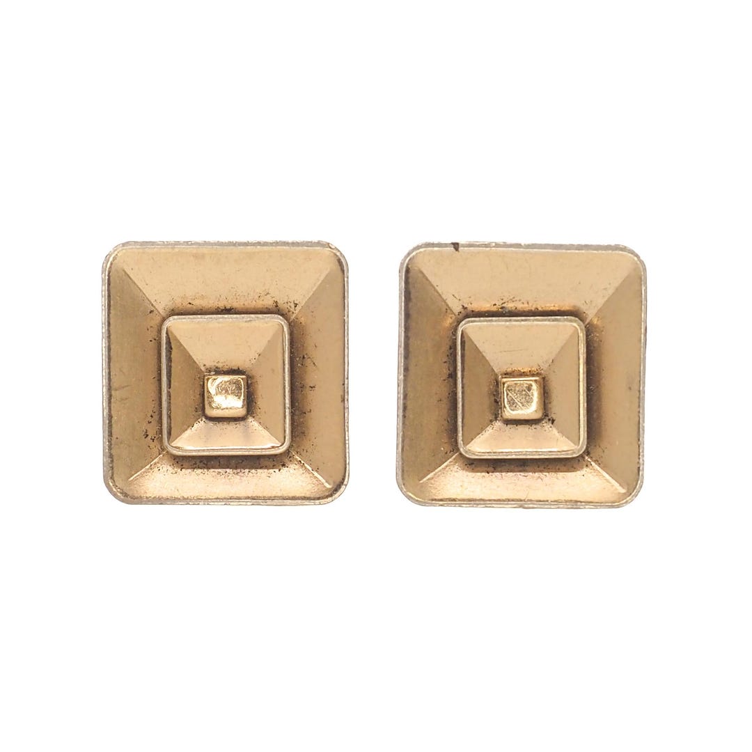 Boutons De Manchette Vintage En Or 10K Doré - Marque Hadley USA, Années 1960, Occasion