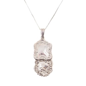 Vintage 1980s Sterling Silver Repousse Pendant Necklace - 18&quot;