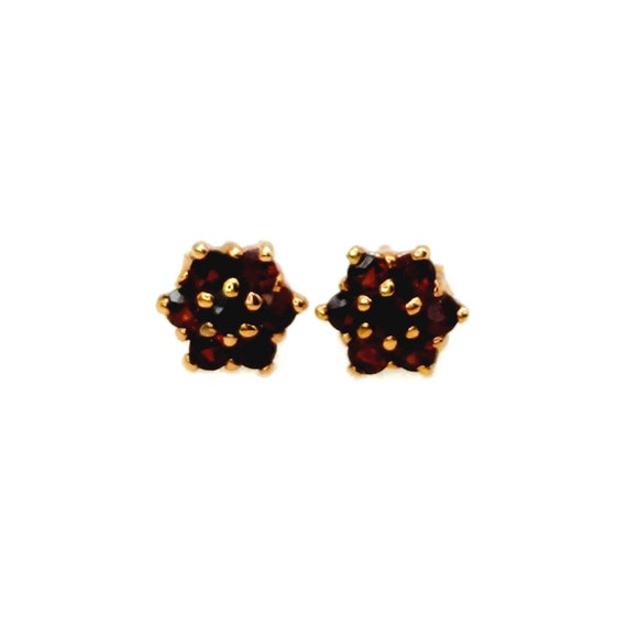 Vintage 1990s Garnet, Silver Stud Earrings - 90s … - image 1