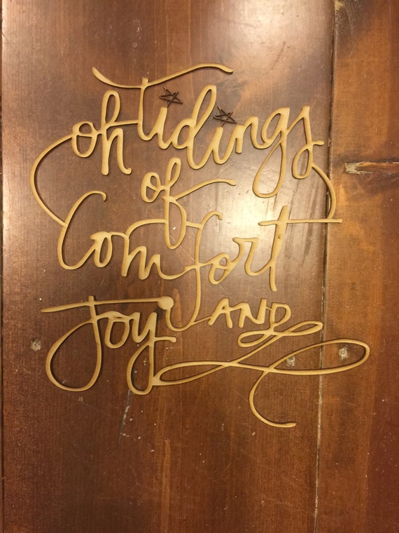Modern Laser Cut Wood Sign Oh Tidings Of Comfort And Joy Etsy