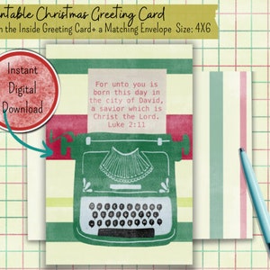 Printable 4X6 Christmas Greeting Card and Matching Envelope - Etsy