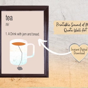 Söt väggkonst för te, te med sylt och bröd, julklappar till henne, väggkonst för musikfans, presenter till teälskare, digital nedladdning