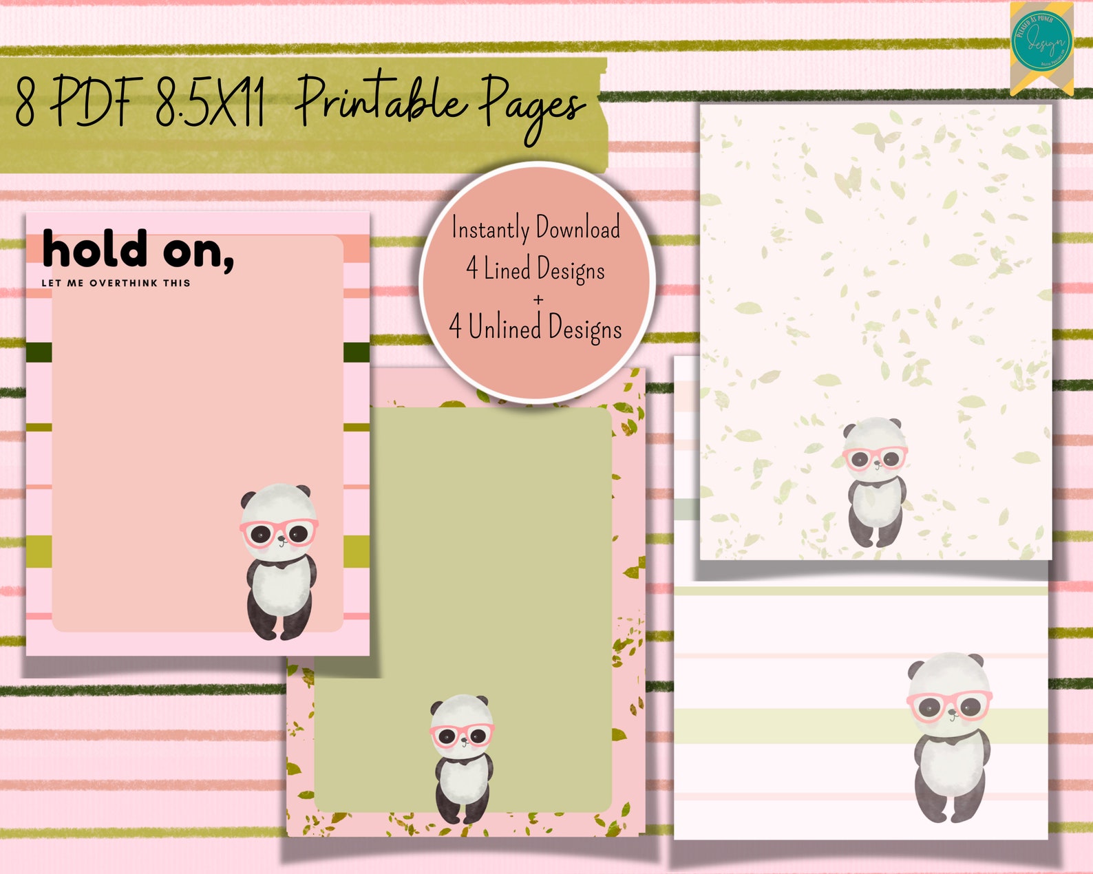 Cute Panda Printable Stationery Matching Stationery Set Etsy