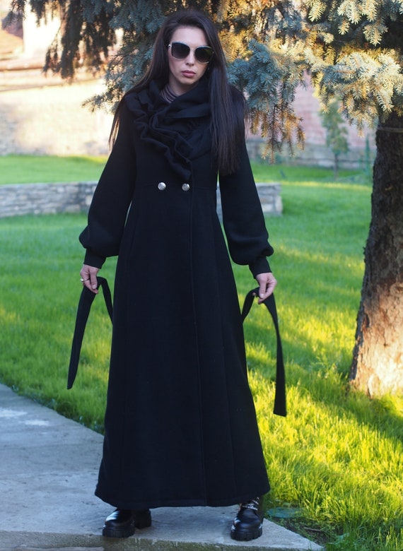 Long Wool Coat for Women long Cashmere Coat women Wool Coat black
