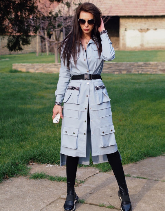 Long casual jacket,Extravagant long women jacket,Daily Spring jacket,Women asymmetric jacket,Long denim jacket,Avangarde women jacket