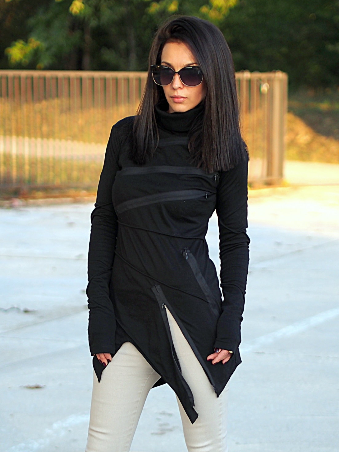 トップス roughlow Asymmetric FlapOversized Blouse roughlow Asymmetric FlapOversized Blouse