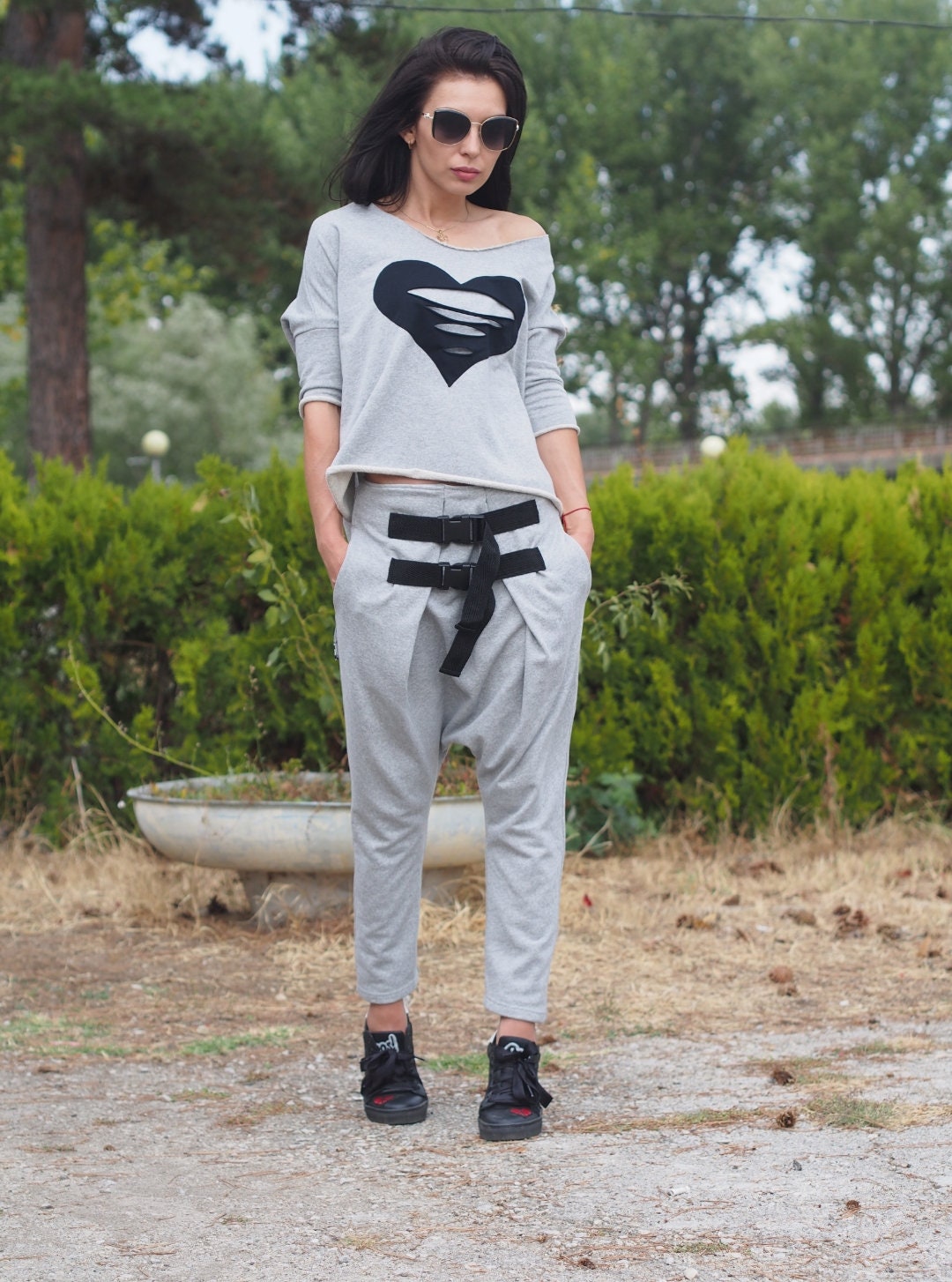 Women Casual Setharem Pants Asymmetrc Topoutwear Women - Etsy