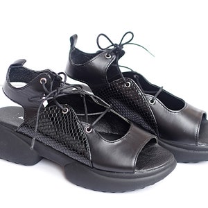 Black Genuine leather Sandals, Women genuine leather sandals,Extravagant leather sandals