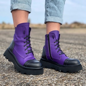 Women Genuine Leather Boots,Purple Genuine leather boots,Extravagant leather boots ,women leather boots,Leather Boots Women,Winter boots