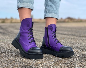 Women Genuine Leather Boots,Purple Genuine leather boots,Extravagant leather boots ,women leather boots,Leather Boots Women,Winter boots