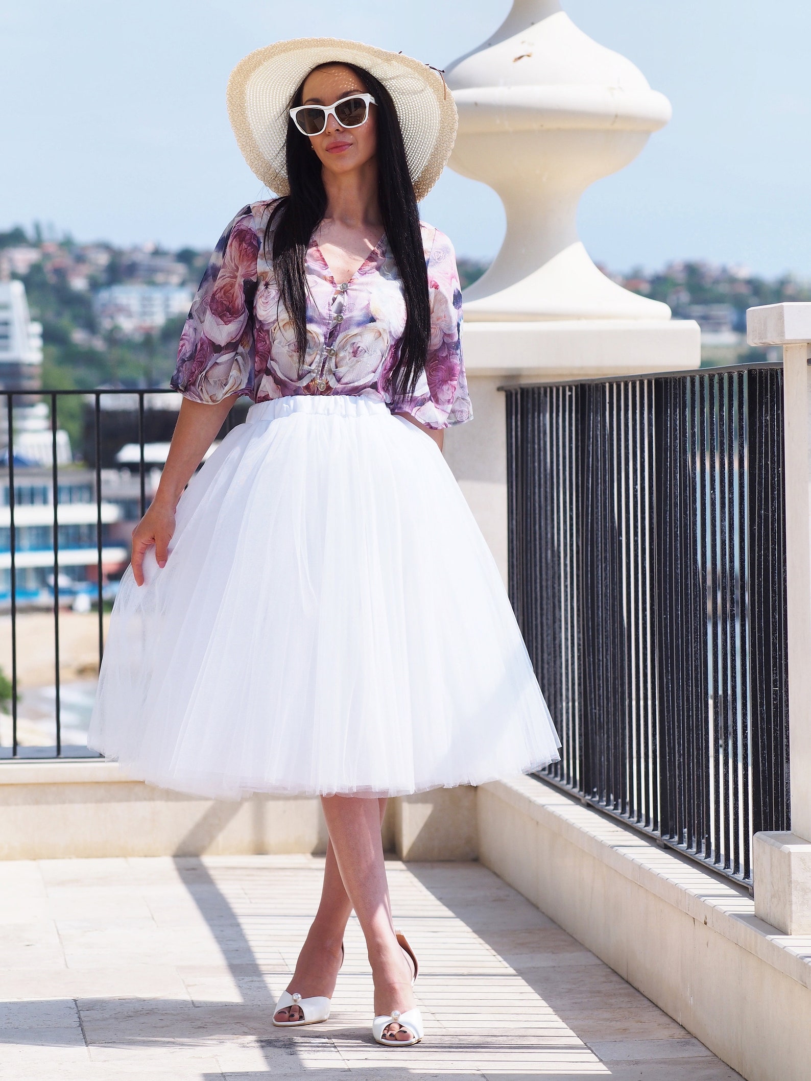 Embroidered Puffy A-Line Skirt