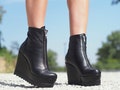 Extravagant Black Genuine Leather Boots,Women's Leather Boots,Leather platform boots for women,Winter boots women,Leather Wedges women product logo