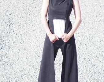 Black Long asymmetric women jacket/long asymmetric coat/Black long vest/long sleeveles jacket/black long jacket for women/women long blazer