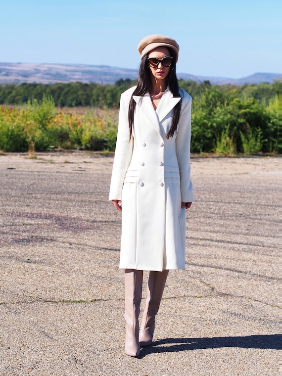 Manteau en cachemire blanc manteau Long en laine femme - Etsy France