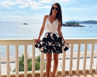 Extravagant white linen dress,Women linen dress,White linen dress,Summer party dress,floral linen dress,Boho linen dress,Linen dress women