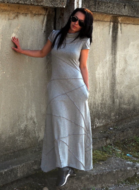 high neck maxi dress casual High Neck Maxi Dress, Black Printed, Size 2