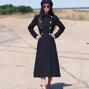 Extravagant Long Wool Coat for women,Stylish and Elegant wool cashmeere coat,Long wool winter coat,Black Maxi cashmere coat,Plus size coat