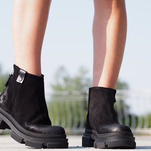 Women Genuine Leather boots/Black leather boots,Extravagant leather boots by Adrenaline