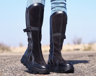 Women's Genuine Leather Boots up to the knee,Black Leather boots for women,Women leather boots,Leather Boots Women,Winter boots