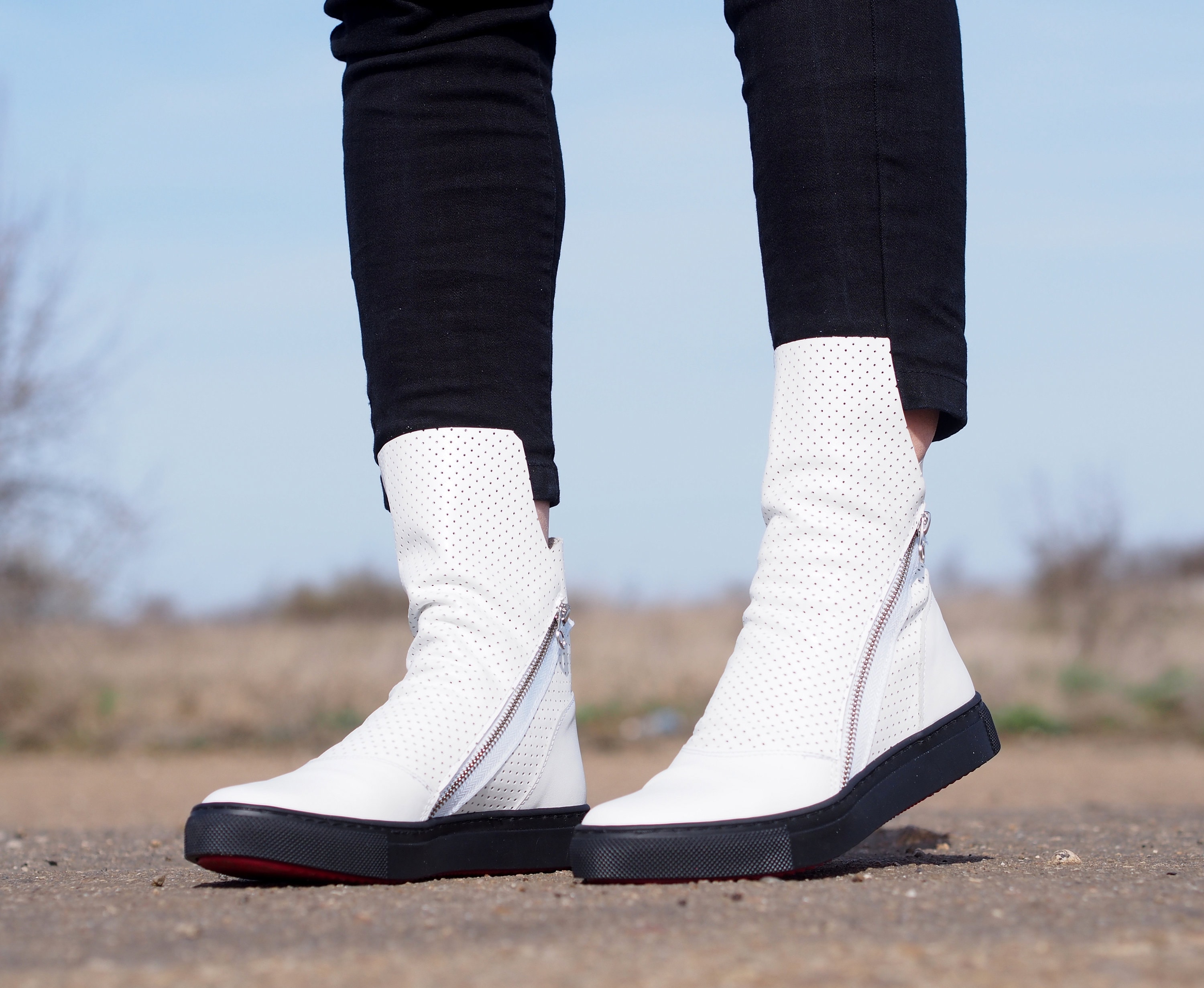 White leather deals booties