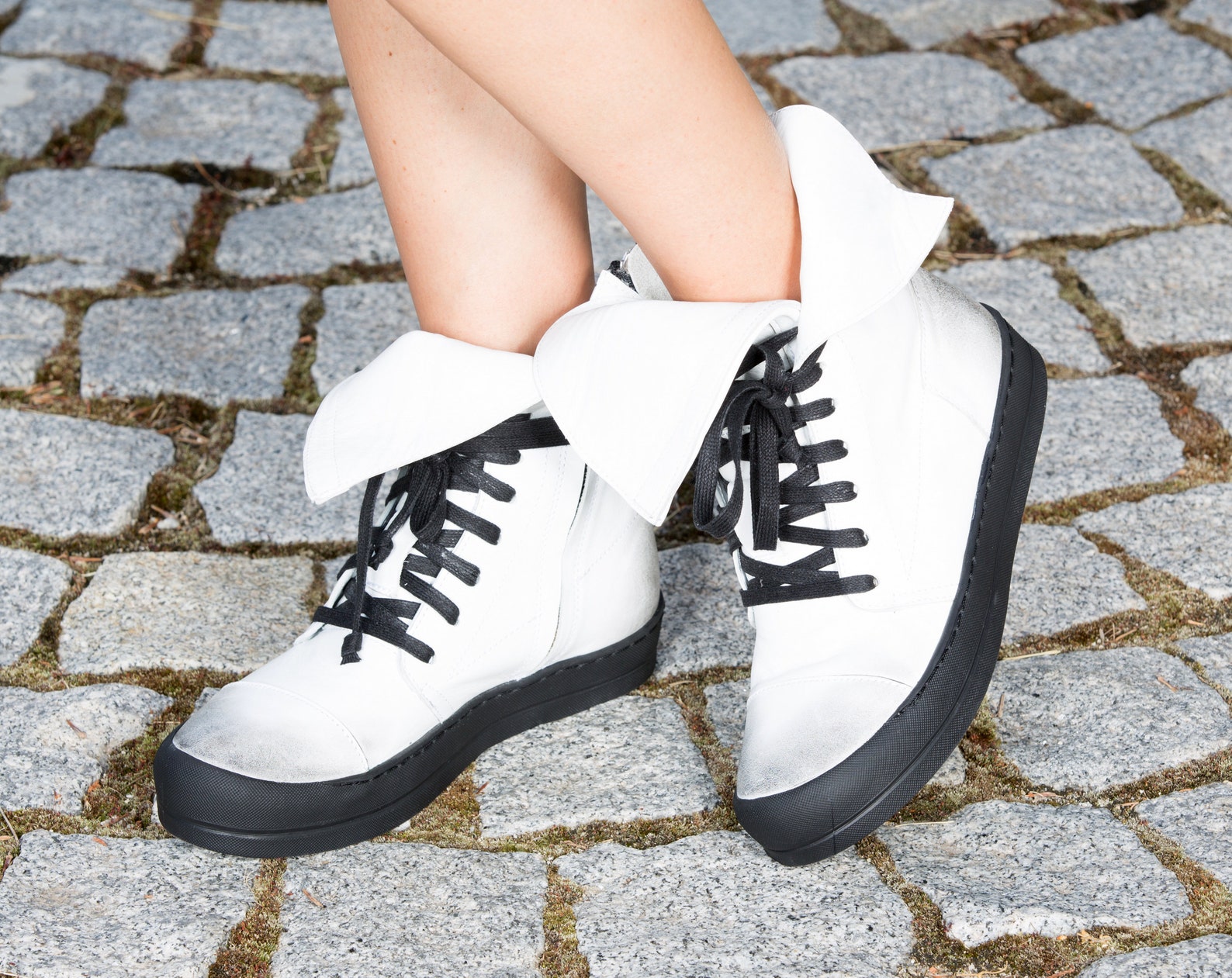 White genuine leather sneakers/woman genuine leather Etsy