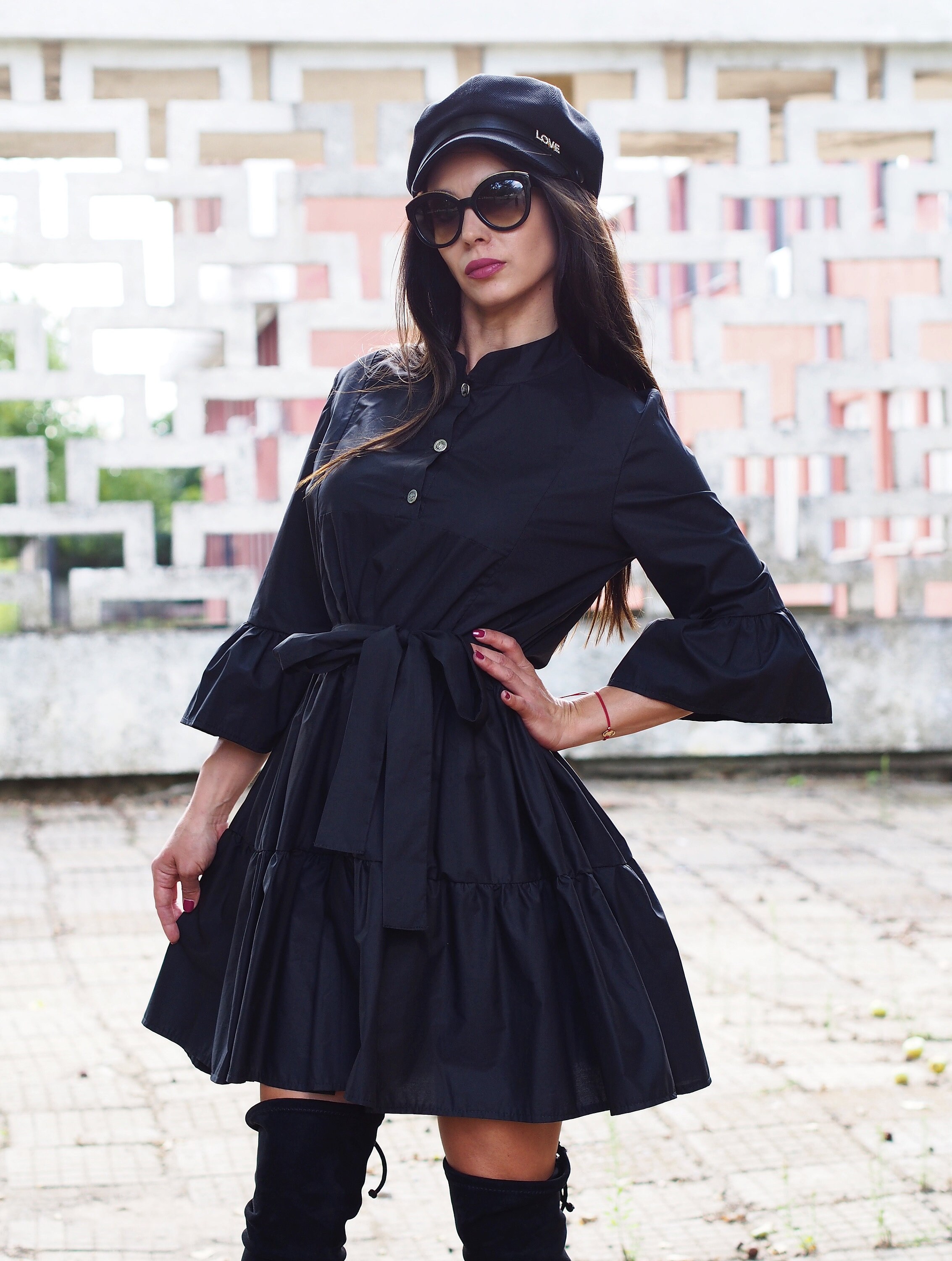 flower long dress Duntery Off Shoulder Flowers Ruffled Chiffon Dress, As Picture Floral Print Layered Organza Strapless Dresses black and white dress Color:Island Blue