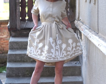 Women linen dress/beige linen women/summer linen dress/oversize linen dress/linen summer dress/women linen clothing/Boho linen dress