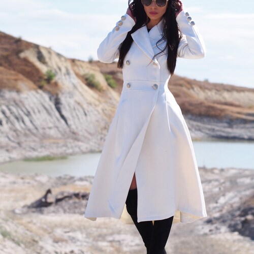Long wool coat women,Women wool coat,White cashmeere coat,long cashmere coat,Extravagant long wool coat,Women cashmeere coar,Wool coat women