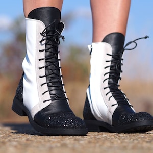 Women&#39;s genuine leather boots,Black leather winter boots for women ,Extravagant leather boots ,women leather boots,Leather Boots for Women
