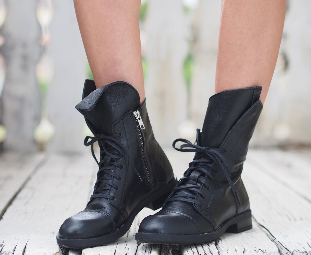 Genuine Leather Black Female Boots