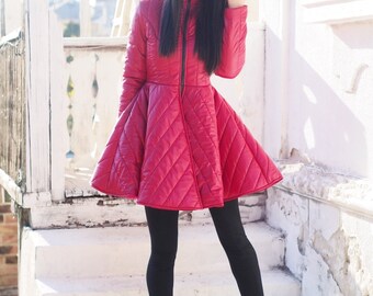 peplum puffer coats