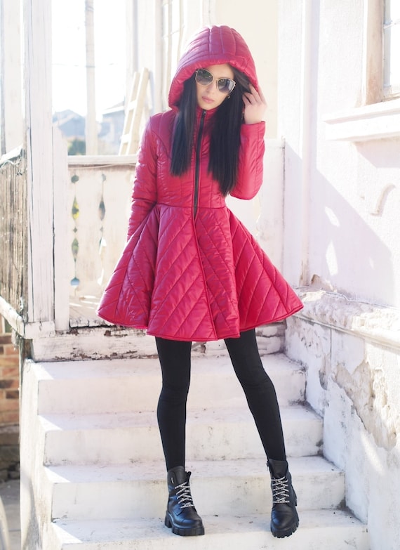 Extravagant Red Quilted Jacket,women Quilted Coat,red Peplum Quilted Jacket,women  Winter Jacket,avantgarde Red Quilted Jacket for Women -  Canada