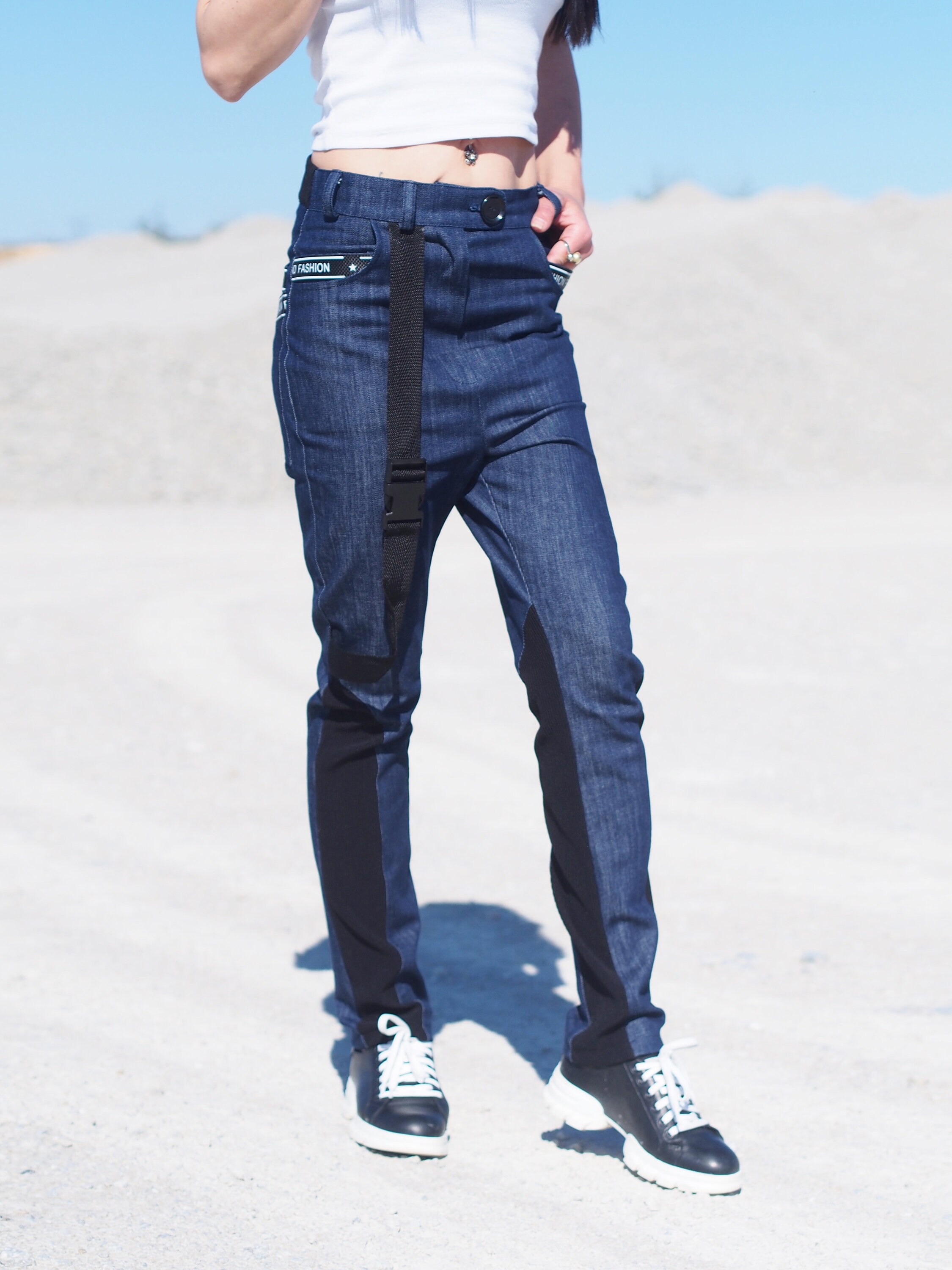 Women Drop Crotch Denim Pants,extravagant Drop Crotch Pants,women Denim ...
