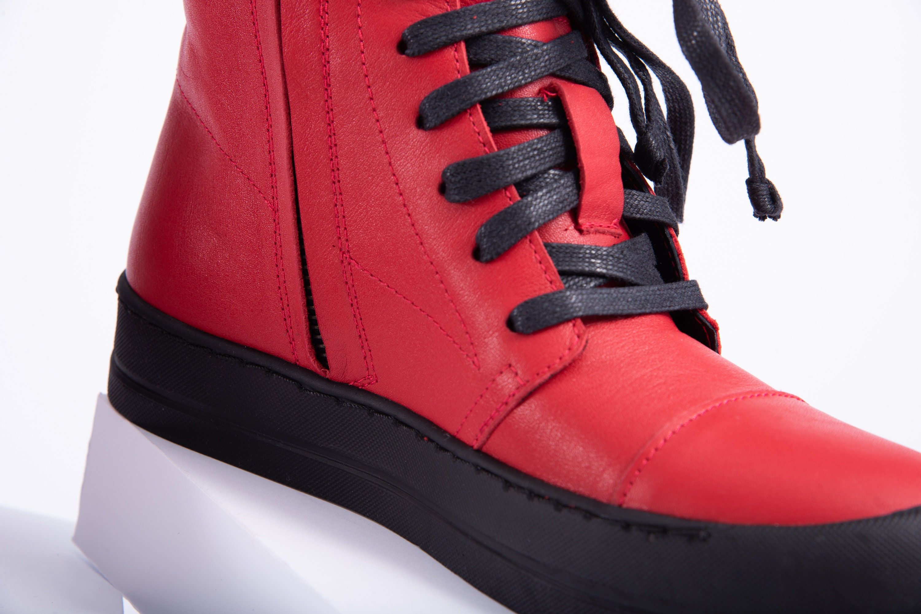 Red genuine leather sneakers/woman genuine leather sneakers Etsy