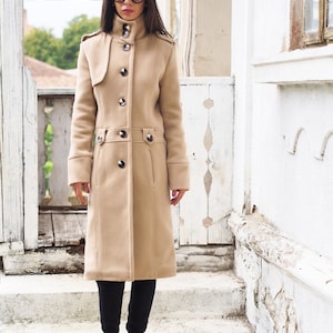 Beige Wool coat,women wool coat,Long cashmere coat,cashmere coat,winter coat,Wool coat for women,Casual winter coat