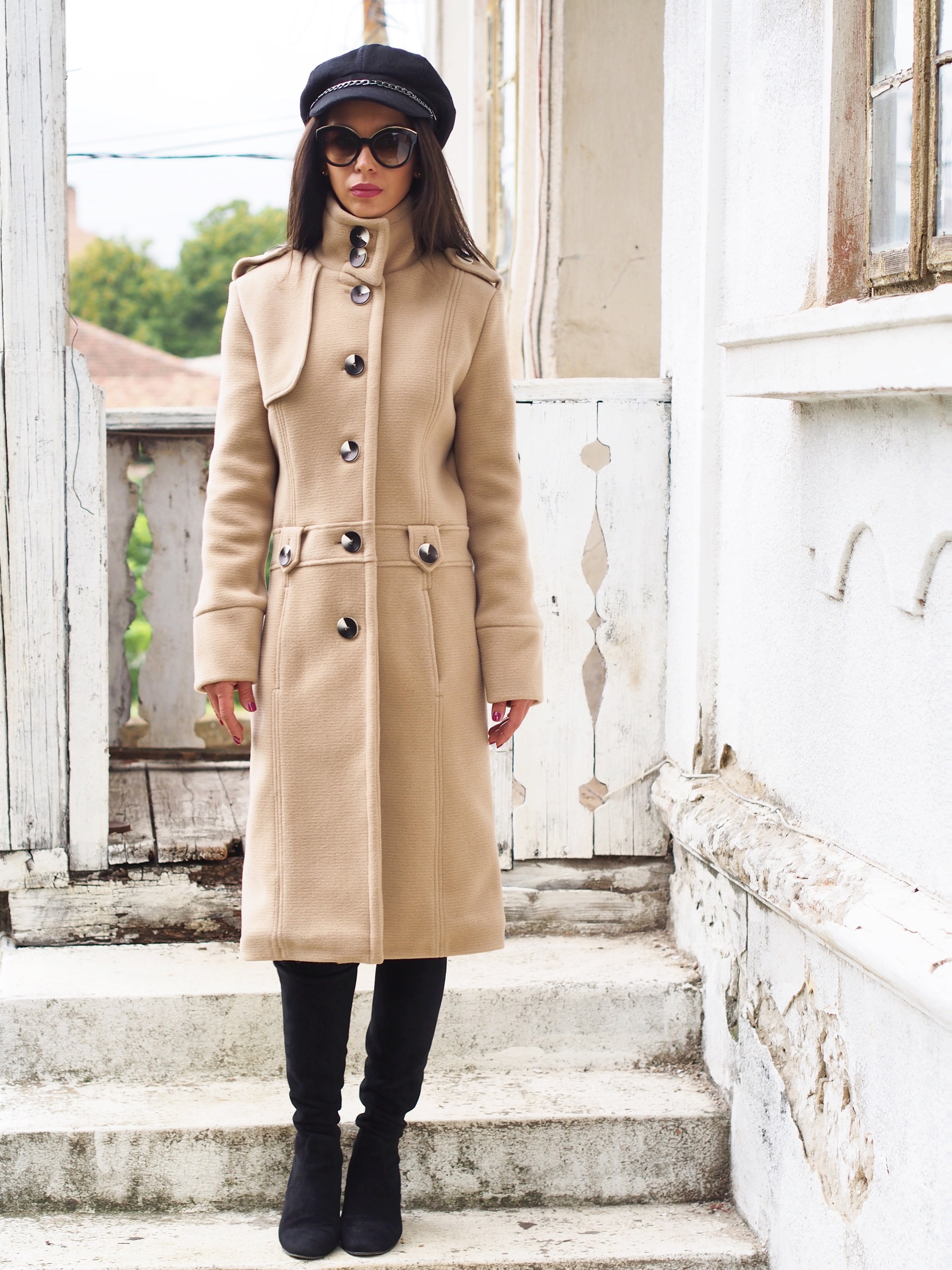 Beige wool coats ladies hot sale