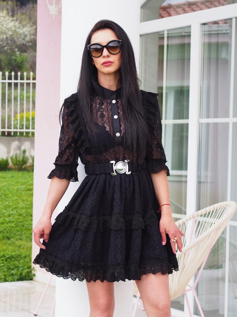 black lace dress with belt Buy Pour Moi Black Corded Lace Fitted Lorena Dress with Belt from Next USA