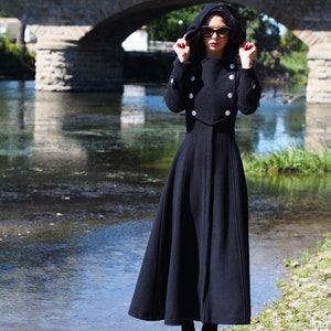 Long Wool coat women for women,Extravagant full lenght coat,women wool coat,black wool coat,Winter wool coat,plus size wool coat,maxi coat