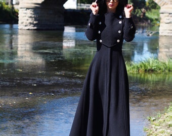 Long Wool coat women for women,Extravagant full lenght coat,women wool coat,black wool coat,Winter wool coat,plus size wool coat,maxi coat
