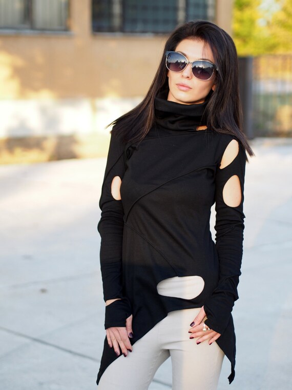 Top asimetrico mujer Camisa asimetrica negra blusa asimetrica negra top mujer asimetrica negra top sexy mujer blusa grunge negra Etsy Espana