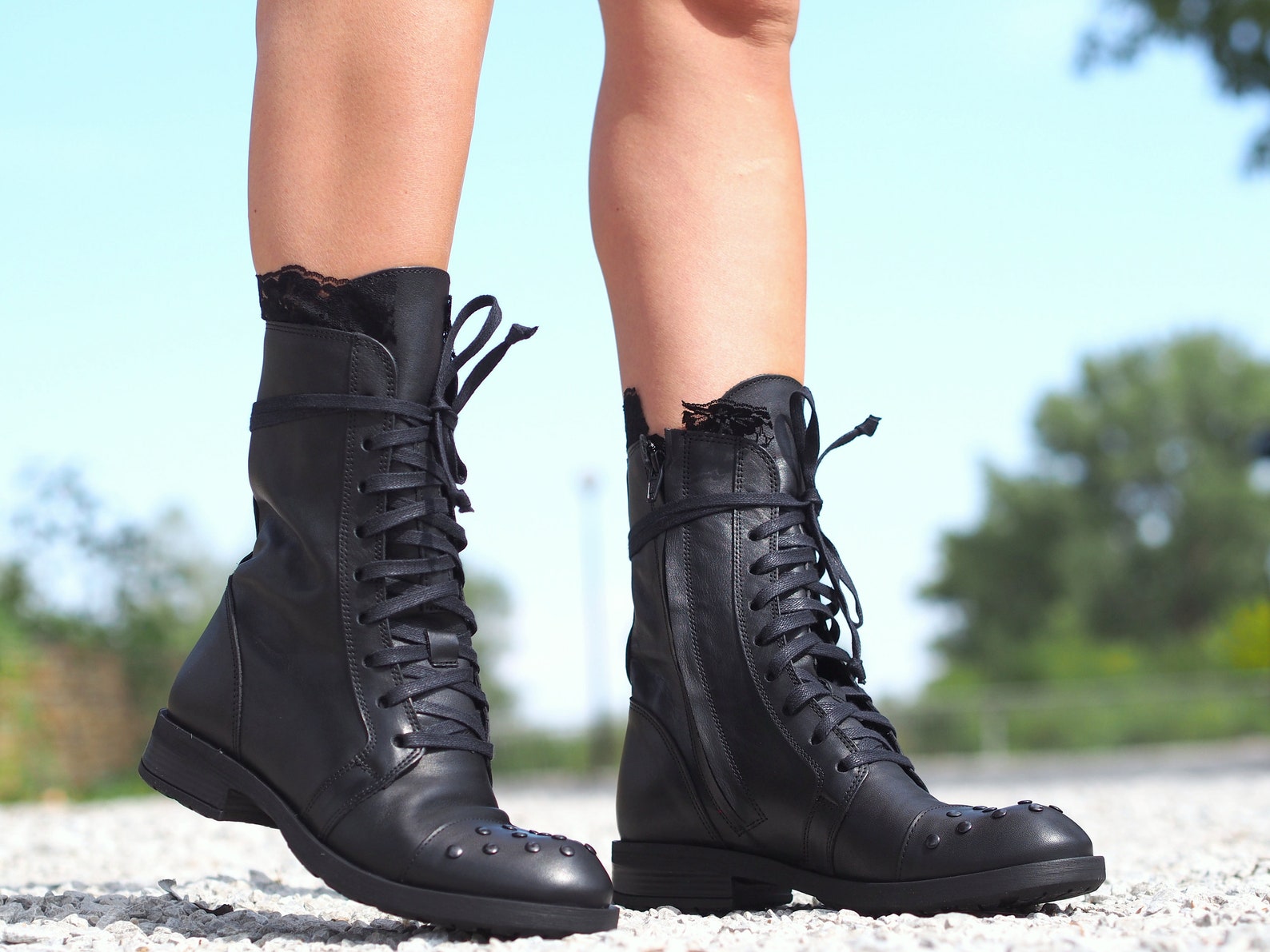 Women Genuine Leather Boots Black Genuine Leather Boots Etsy