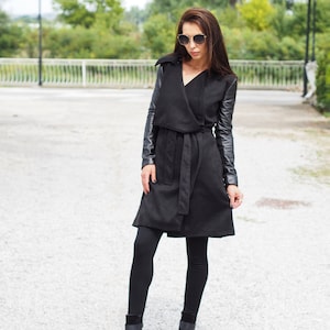 Extravagant long coat,Black Long coat, Women leather coat, Black long coat women,Trench coat Women,Women trench coat