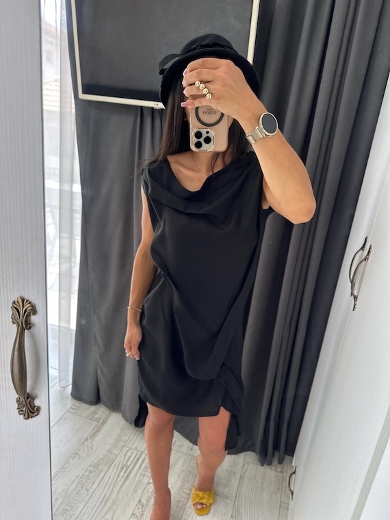 chinese dress ladies Linen Wrap Dress Eliana Pure Black Xs / Pure Black main image 0