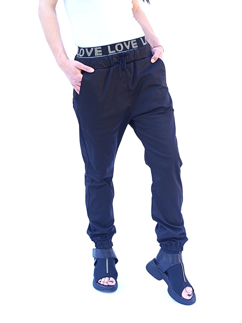 black drop crotch pants