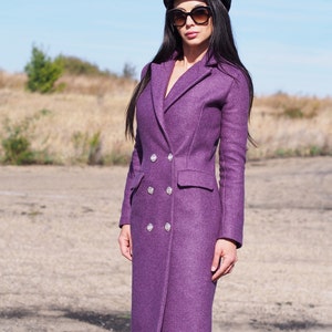 Wool coat women,Long cashmere coat,women wool coat,Purple wool coat,Purple cashmere coat,elegant winter coat,Cashmeere coat women