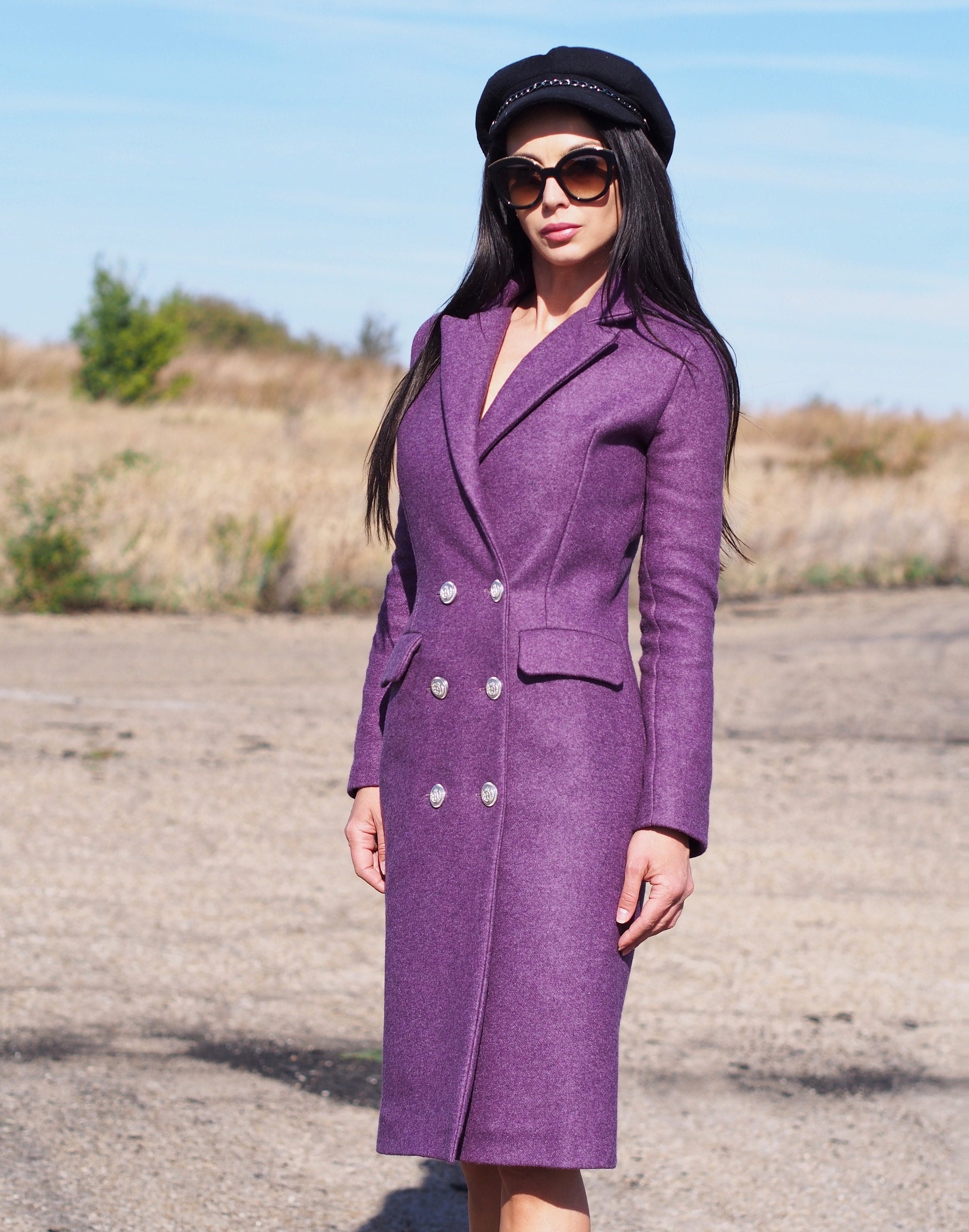 Purple cashmere coat deals
