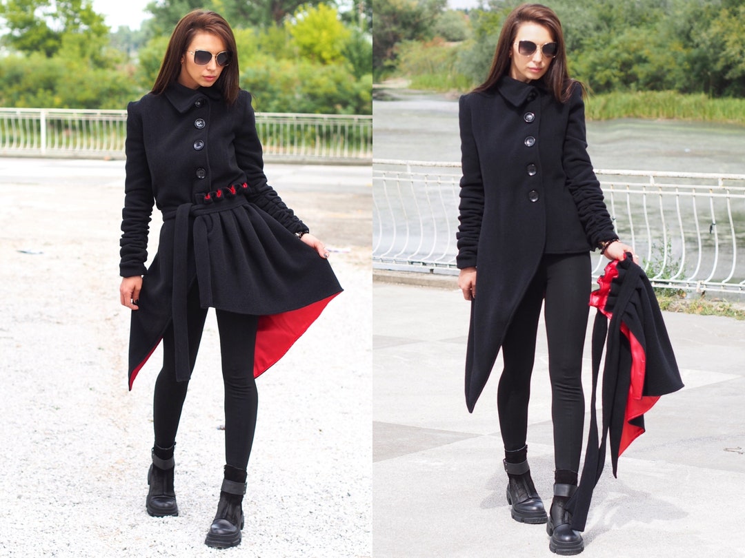 Extravagant Wool Asymmetric Coat/women Wool Coat/elegant Winter