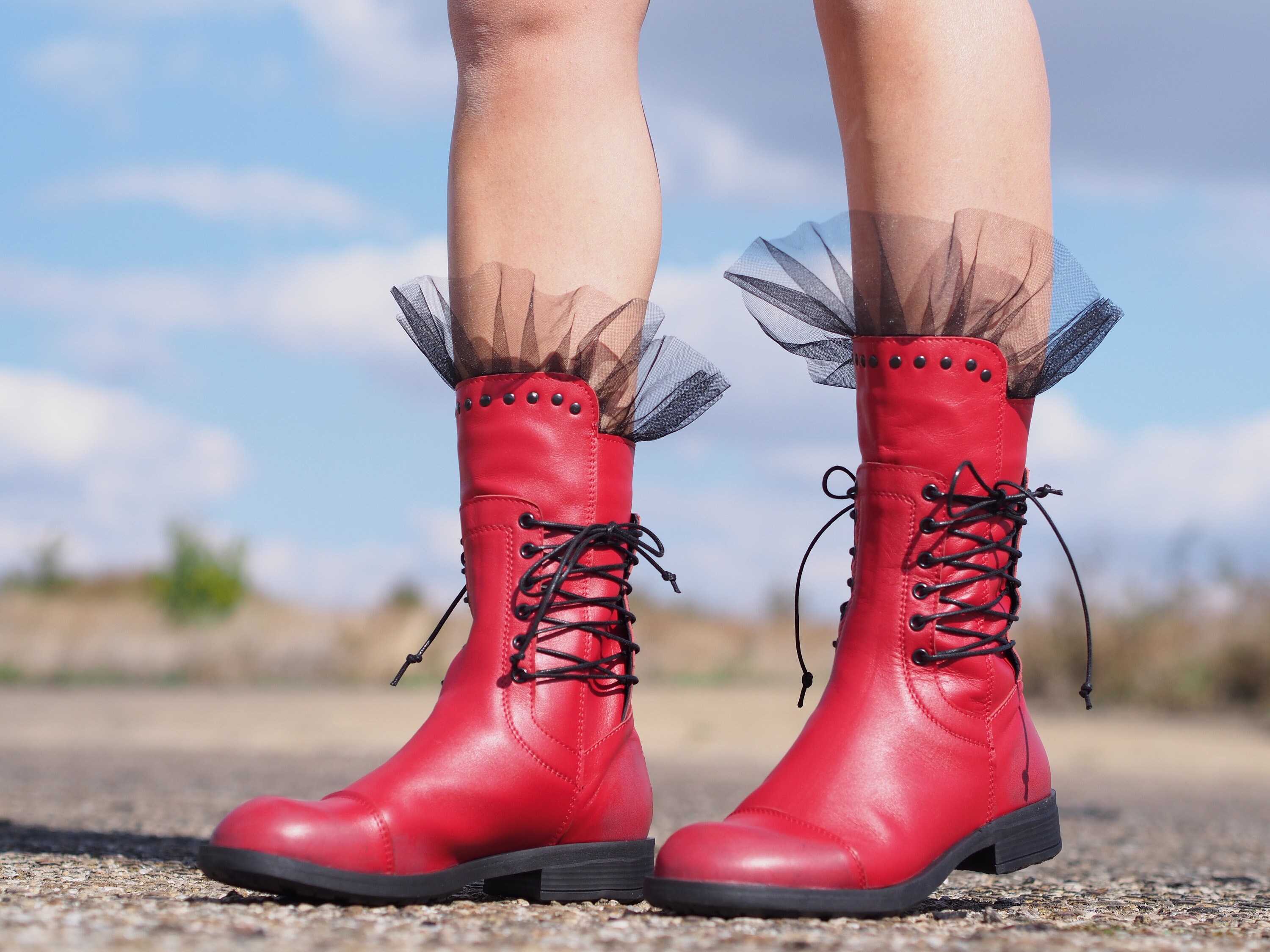 Botas rojas online piel